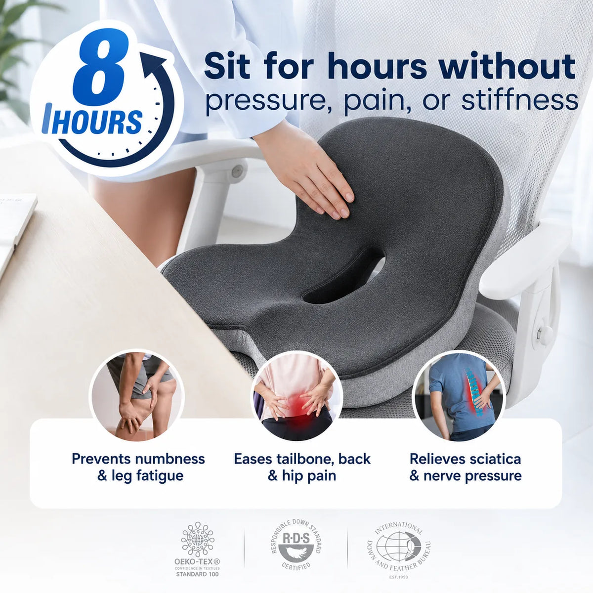 Cojín de asiento Lumotify™ — Alivio instantáneo del dolor de coxis y la zona lumbar